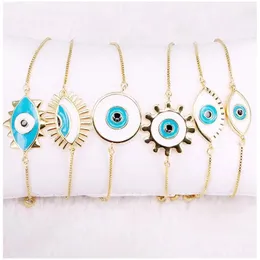 Urok bransolety 12pcs Enamel Lucky Eye Urocza dziewczyna prezent 2023 Fabryka hurtowa bransoletka z upuszczeniem biżuterii OTRTC