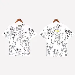 قمصان مصممة الدنيم الرسم الإنطلاق البيضاء طباعة زوجين فضفاضة فضفاضة طاقم الطوائف القمصان أزياء الشارع