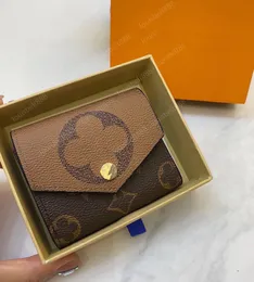 새로운 패션 럭셔리 브랜드 클래식 디자이너 걸쇠 지갑 Zoe 지갑에있는 브라운 여성의 작은 가죽 상품 지퍼 가방 안에 작은 가죽 제품 오리지널 박스 카드 홀더가있는 짧은 지갑