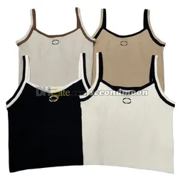 Women Sling Top Letters Embroidered Tanks Top Elastic Knitted T Shirt Summer Outdoor Breathable Vest