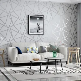 Grå geometrisk tapet för vardagsrum sovrum grå vit mönstrad modern design vägg papper roll hem dekor1229k