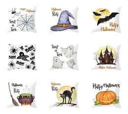 Holloween Pillowcase 4545cmカボチャのゴーストプリントソフトベルベットホームクッションカバー装飾リビングルームソファシートスローピローケースVT4857912