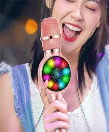 ワイヤレスBluetooth Children Karaoke Microphone with Light Change VoiceハンドヘルドホームKTVプレーヤーのスマートフォン273W2011042