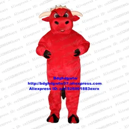 أزياء التميمة الطويلة فرو أحمر Kerbau Buffalo Bison Wild Ox Bull Cattle Calf Mascot Massume Massume Practival Planning ZX2093