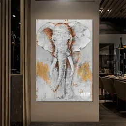 Pinturas contemporâneas tamanho grande 100% pintura a óleo pintada à mão de elefantes fotos de parede arte para decoração de casa presente unfra253k