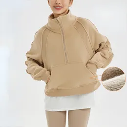 Neue Yoga-Damenjacke mit Kapuze, verdickte Outdoor-Laufjacke mit halbem Reißverschluss, lockere Sportbekleidung