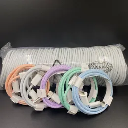 Typ C till Type-C Braid Fabric Cable 66W PD Fast Charger Ring Cable Data Sync Colorful Cord för iPhone 15 15Pro 15Max iPad Mac