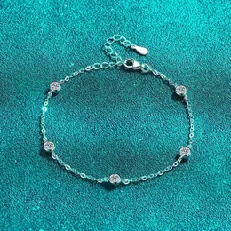 Deyi New Pure Sier Plated PT950 Bubble Mosang Stone Braceletシンプルで小さなブレスレット、女性用ブレスレットの多用途、