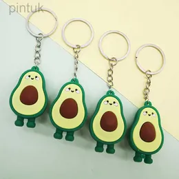 Keychains Lanyards Fashion Simulation Fruit AVOCADO SMILE KEYCHAIN ​​3D HESIN KEAL Kedjor Jycken Gift LDD240312