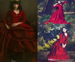 Vintage Yeni Mina Dracula Victoria Bustle Gotik Balo Elbiseleri Cadılar Bayramı fırfırlar Pleats Plus Boyutu Resmi Tafta Resmi Elbise Çift