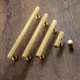 Gold Brass Knurled Textured simple Kitchen cabinet Handle Drawer Pulls Dresser Knobs Wardrobe Handles Furniture Door Hardware200L