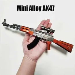 Gun Toys AK47 Mini carbine alloy keychain 1 3 toy miniature pistol shaped keychain with bomb for gift to the enthusiast of the militaries collection 240307