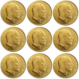 UK Rare Whole set 1902-1910 9pcs British coin King Edward VII 1 Sovereign Matt 24-K Gold Plated Copy Coins 2967