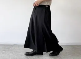 Pantaloni da uomo da uomo nero giapponese streetwear scuro moda pieghettato allentato casual kimono gonna a gamba larga pantaloni da uomo pantaloni da donna1484220