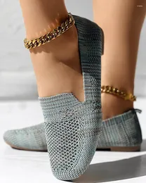 أحذية Solid Square Square Casual Women's Laiders 800 Toe Toe Mesh ضحل نساء شقق ناعمة قاع الباليه متماسكة 588