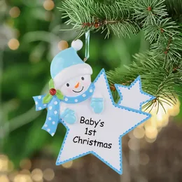 マキサのパーソナライズされた赤ちゃんファーストクリスマス装飾ナタールベビーギフトのためのクラフトお土産としてのブルーボーイピンクの女の子スター273j