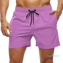 2024 LL Lemons Men Solid Color -1331 Casu Quarter Beach Shorts com bolso com zíper e baús de natação revestidas com malha