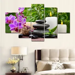 5 datorer Spa Decor Flower Stone Candle Scenery Bild tryckt Modern duk väggkonst Bild för heminredning Dekor No Frame262s