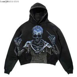 Мужские толстовки с капюшоном Y2k Grunge Fashion Oversized Hoodiehip Hopharukuretro с длинным рукавом Hoodiegothic Punk Личность Графическая уличная одежда T230819