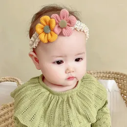 Hair Accessories 3Pcs/Set Floral Headband Dot Print Bow Lace Princess Baby Girl Kids Toddler Elastic Band Po Prop