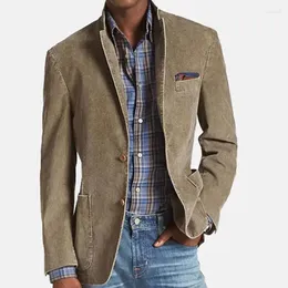 Erkekler Suits Blazer Haki 2024 Moda Nakış Mesh Patchwork Kavur Uzun Kollu Çentik Tek Kelime Cepleri