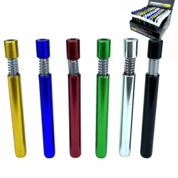 100 Teile/los Frühling Metall Zigarette Rauchen pfeifen Selbst Reinigung One Hitter Bat Tabak Kräuter Aluminium Dugout Schnupftabak Snorter Halter LL