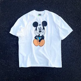 Projektant Męski trend krótki rękawa Mickey Print w trudnej sytuacji Trenge Trenda w amerykańskiej module z umyciem E6D5