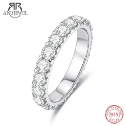 AnuJewel 3mm 2-3ct D Farbe Ehering Ring 925 Sterling Silber Band Verlobungsringe für Frauen 240219