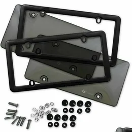 License Plate Frames 2X Clear Tinted Smoked Bubble Tag Shield Er And Frame Drop Delivery Automobiles Motorcycles Exterior Accessories Othgw