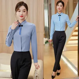 بلوزات النساء الأزياء النسائية القمصان سيدات من قطعتين بانس و Top Sets Office Works Long Sleeve Ol Styles