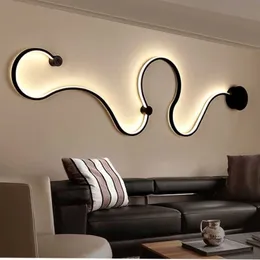 Vägglampa modern kreativ akrylkurva ljus nordisk led snake sconce för hem el dekors belysning fixtur290p