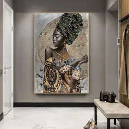 Målningar African Black Woman Graffiti Art Affischer and Prints Abstract Girl Canvas on the Wall Pictures Decor2874