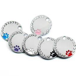 20 pz Strass Inciso Dog Tag Personalizzato Pet Cat ID Tag Anti-perso Gattino Cucciolo Tag Cani Collari Accessori Ciondolo 1020209f