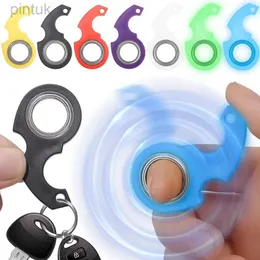 Keychains Lanyards Luminous Keychain Fidget Spinner Anxiety Stress Relief Toys Revolve Cool Keyring Relieving Boredom Birthday Gift for Adults Kids ldd240312