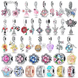 BEDED 925 Sterling Silver Flower Series Sunflower Charms DIY Jewelry Jewelry Cherry Blossom Chrysanthemum Charm Bead Fit Preseletl24213