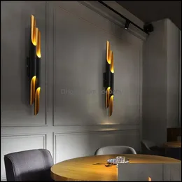 Wall Lamp Home Deco El Supplies & Garden Modern Design Delightfl Coltrane Black Gold Inclined Light Up Down Aluminum Pipe Lights D2627