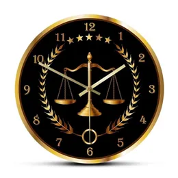 Scala di giustizia orologio moderno senza ticchettio orologio avvocato ufficio arredamento azienda arte giudice legge appeso orologio da parete LJ201211296S