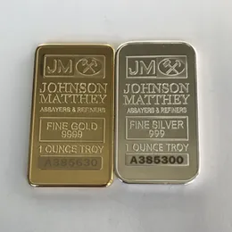 4 peças não magnéticas outras artes e ofícios América JM Coin Johnson Matthey 50 x 28 mm banhado a ouro prata barra de cecoration com237i