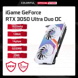 カラフルなGeForce RTX 3050 Ultra W Duo OC 8GグラフィックカードGDDR6 RGBライトコンピューターGPUサポートDLSS RTX3050ゲームビデオカード