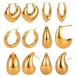 Stud Earrings Youthway Gold Silver Metal Texture Hoop U-shaped Stainless Steel Water Drop Stylish Charm Jewelry 2024