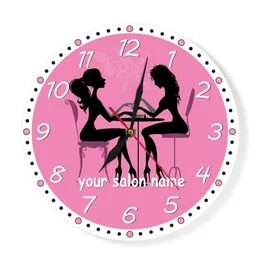 Manicure Salon Wall Clock Salon Salon Spa Personalized Wall Clock Artwork Pedicure Art Nail Studio Business Wall Art Decor Y199p