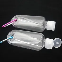 Lhgua Tatpn 50 ml leere Alkohol-Sprühflasche mit Schlüsselanhänger-Haken, transparente Kunststoff-Händedesinfektionsflaschen für Reisen