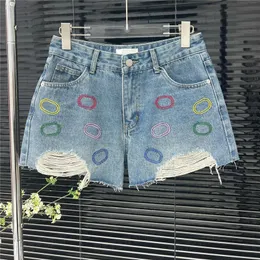 Colorful Embroidery Jeans Short Pants For Women Summer Fashion Denim Pant Cool Girl Street Hiphop Mini Shorts
