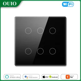 Kontrola Brazylii 4x4 Tuya WIFI Smart Light Switch 4/6 Gang Touch Panelu Smart Home App Pilot Control 110220V Praca z Alexa Google Home