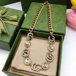 Colar com pingente de letra C banhado a ouro 18K com strass de cristal, gargantilha de aço inoxidável para mulheres, joias para festa de casamento, presentes para casais