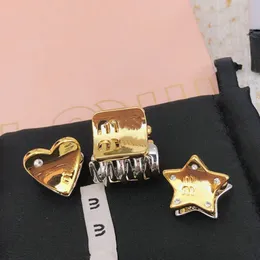 luxury m brand love heart cute star designer clamps hair clip pins barrettes girls personality letters silver gold hairclips hairpins headband 3pcs in one set gift