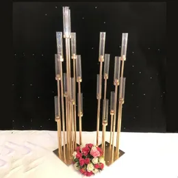 Metal Şamdanlar Çiçek vazolar mum tutucular düğün masa centerpieces şamdan sütun stantlar parti dekor yolu kurşun2579