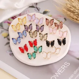 Schmuck Sier Needle Mehrfarbiger Schmetterling, personalisierte, modische und elegante Ohrringe E401