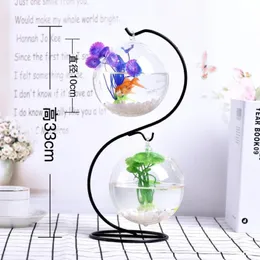 Aquariums Goldfish Ball Hanging Aquarium Fish Tank Bowl Ecosphere Flower Plant Vase Table For Small Pet Supplies Accessories280V