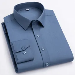 MENS SOMPHE LITH STRECH Bambu Fiber Dress Shirt Without Pocket Bekväm mjuk Regular Fit Lång ärm Lättvårdsskjortor 240312